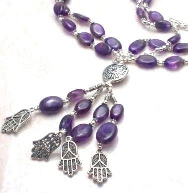 Am 1438b collier sautoir parure 10x15mm 64gr amethyste pourpre violet hamsa achat vente argent 925