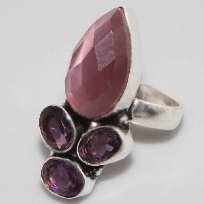 Am 1442b bague chevaliere amethyste pourpre 6x8mm t52 6gr argent