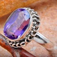 Am 1443b bague chevaliere amethyste pourpre 12x14mm t58 6gr argent