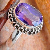 Am 1443c bague chevaliere amethyste pourpre 12x14mm t58 6gr argent