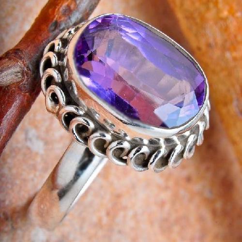 Am 1443c bague chevaliere amethyste pourpre 12x14mm t58 6gr argent