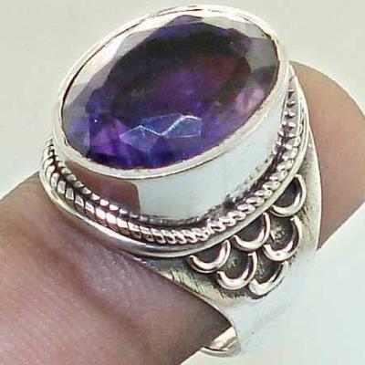 Am 1444a bague chevaliere amethyste pourpre 12x16mm t55 8gr argent