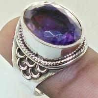 Am 1444c bague chevaliere amethyste pourpre 12x16mm t55 8gr argent