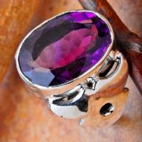 Am 1445c bague chevaliere amethyste pourpre 18x14mm t56 8gr argent