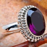 Am 1446a bague chevaliere amethyste pourpre 10 x 14mm t58 8gr argent