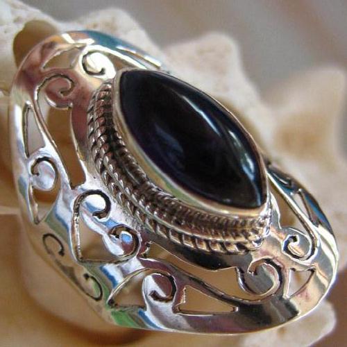 Am 1447c bague croix amethyste pourpre 8x10mm t58 5gr argent