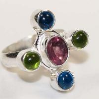 Am 1448a bague croix amethyste peridot topaze pourpre 8x10mm t57 6gr argent