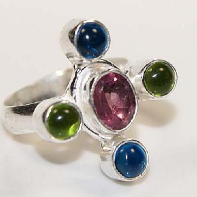 Am 1448a bague croix amethyste peridot topaze pourpre 8x10mm t57 6gr argent