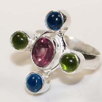 Am 1448b bague croix amethyste peridot topaze pourpre 8x10mm t57 6gr argent