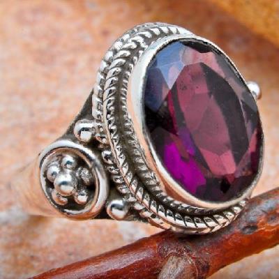 Am 1449a bague chevaliere amethyste pourpre 18x14mm t56 8gr argent