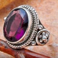 Am 1449b bague chevaliere amethyste pourpre 18x14mm t56 8gr argent