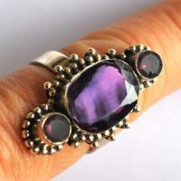 Am 1454a bague chevaliere medievale t57 amethyste 10x15mm 8gr 30c20 argent