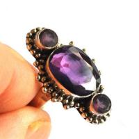 Am 1454b bague chevaliere medievale t57 amethyste 10x15mm 8gr 30c20 argent