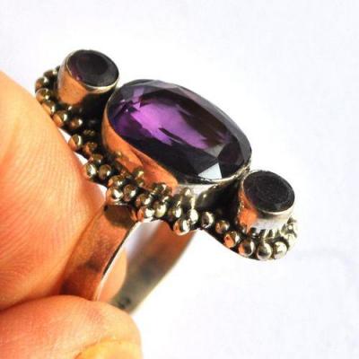 Am 1454a bague chevaliere medievale t57 amethyste 10x15mm 8gr 30c20 argent