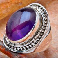 Am 1461b bague chevaliere medievale t57 amethyste 14x18mm 9gr argent