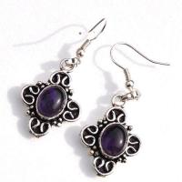 Am 1462b boucles oreilles croix amethyste nacre 8x10mm 7gr argent