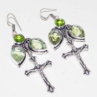 Am 2105a boucles croix oreilles amethyste verte peridot bijou achat vente argent 925