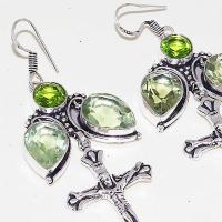 Am 2105b boucles croix oreilles amethyste verte peridot bijou achat vente argent 925