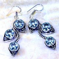 Am 3164a boucles oreilles pendants aigue marine 1900 bleue bijou achat vente argent 927