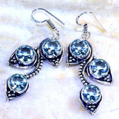 Am 3164c boucles oreilles pendants aigue marine 1900 bleue bijou achat vente argent 927