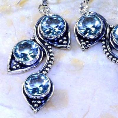 Am 3164c boucles oreilles pendants aigue marine 1900 bleue bijou achat vente argent 927