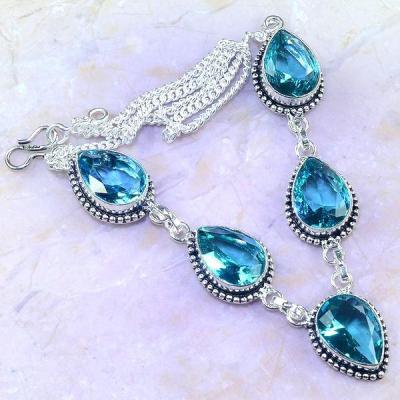 Am 3207b collier parure sautoir aigue marine bleue achat vente bijou argent 925 1