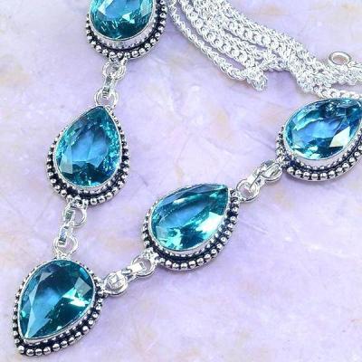 Am 3207b collier parure sautoir aigue marine bleue achat vente bijou argent 925 1