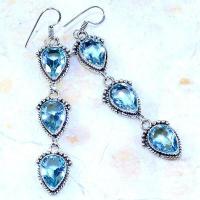 Am 3238a boucles oreilles aigue marine predants achat vente bijoux argent 925