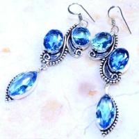 Am 3241b boucles oreilles aigue marine bleue bijou achat vente argent 925