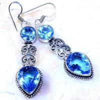 Am 3244a boucles oreilles aigue marine bleue bijou achat vente argent 925