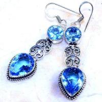 Am 3244b boucles oreilles aigue marine bleue bijou achat vente argent 925