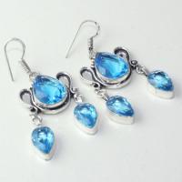 Am 3253a boucles oreilles pendants paire aigue marine bleue bijou achat vente argent 925