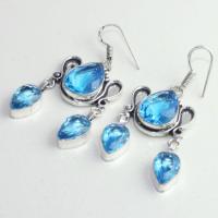 Am 3253b boucles oreilles pendants paire aigue marine bleue bijou achat vente argent 925