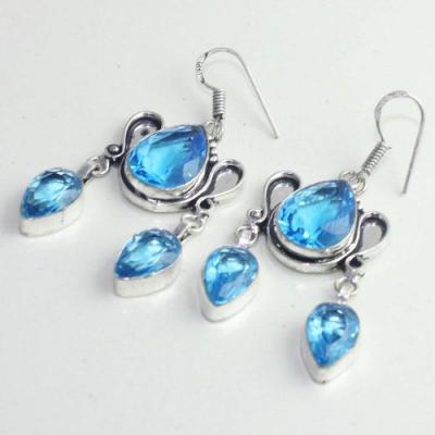 Am 3253c boucles oreilles pendants paire aigue marine bleue bijou achat vente argent 925