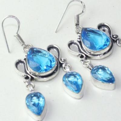 Am 3253c boucles oreilles pendants paire aigue marine bleue bijou achat vente argent 925