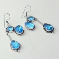 Am 3263a boucles oreilles pendants paire aigue marine bleue bijou achat vente argent 925