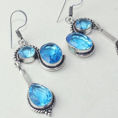 Am 3263c boucles oreilles pendants paire aigue marine bleue bijou achat vente argent 925