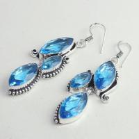 Am 3264b boucles oreilles pendants paire aigue marine bleue bijou achat vente argent 925