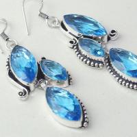 Am 3264c boucles oreilles pendants paire aigue marine bleue bijou achat vente argent 925