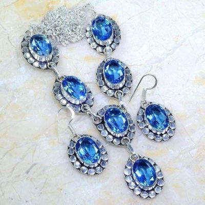 Am 3279a collier boucles oreilles aigue marine bleue bijou achat vente argent 925