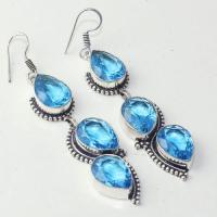 Am 3280a boucles oreilles pendants paire aigue marine bleue bijou achat vente argent 925