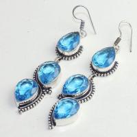 Am 3280b boucles oreilles pendants paire aigue marine bleue bijou achat vente argent 925