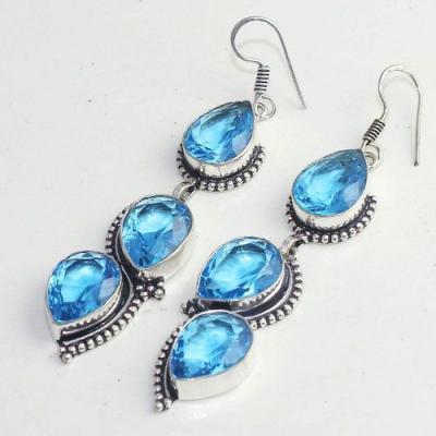 Am 3280c boucles oreilles pendants paire aigue marine bleue bijou achat vente argent 925