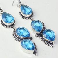 Am 3280c boucles oreilles pendants paire aigue marine bleue bijou achat vente argent 925