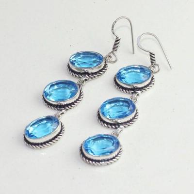 Am 3281c boucles oreilles pendants paire aigue marine bleue bijou achat vente argent 925