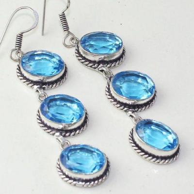 Am 3281c boucles oreilles pendants paire aigue marine bleue bijou achat vente argent 925