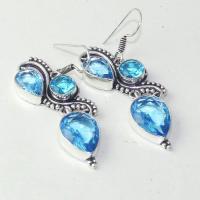 Am 3282a boucles oreilles pendants paire aigue marine bleue bijou achat vente argent 925