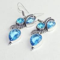 Am 3282b boucles oreilles pendants paire aigue marine bleue bijou achat vente argent 925