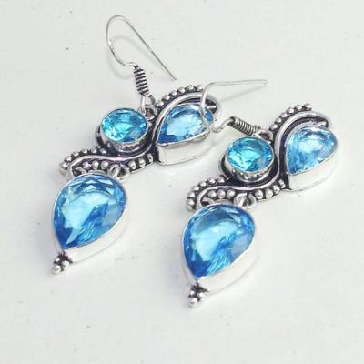 Am 3282c boucles oreilles pendants paire aigue marine bleue bijou achat vente argent 925