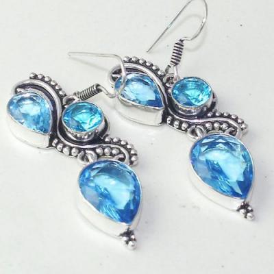 Am 3282c boucles oreilles pendants paire aigue marine bleue bijou achat vente argent 925